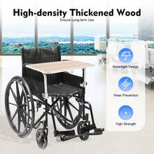 Wood Wheelchair Tray, Wheelchair Tray Table, Detachable Wooden Wheelchair Table - Coffee Brown - View 3