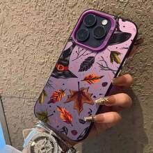Funda de hojas con sombrero de calabaza y bruja para Apple 17 16 15 14 13 12 11 Pro Plus Max 1716E, funda mate a prueba de golpes para teléfono - 3 - Ver 6