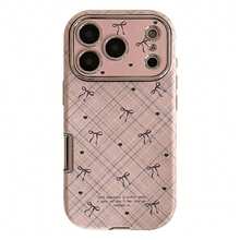 GUCADI Casing Ponsel Kulit Motif Kotak-kotak dengan Pita untuk iPhone 18 Pro Max/17 Pro Max/16/15/13/12, Casing Lembut Pelindung Penuh dengan Huruf, Pita, Blok Warna, Kotak-kotak, Geometris, Grafiti, Tekstur, Niche, Gaya - Berwarna merah muda - View 4