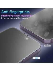 Yezodawee 9H Matte Privacy Tempered Glass Screen Protector Compatible With Iphone 16 Pro Max/16 Plus/15 Pro Max/14/13/12/11/XR/X/XS/7/8, 2.5D Anti-Fingerprint Matte Anti-Spy Screen Protector (6.1 Inch), Full Coverage Matte Privacy Tempered Glass Screen Protector - Black - View 3
