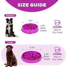 Outward Hound Large Slow Feeder Bowl, Puzzle Maze For Fast Eaters, Medium To Large Dogs, Helps Prevent Bloat & Aid Digestion, Holds 4 Cups Wet Or Dry Food, Non-Slip, Made Without BPA, Purple - 紫色 - 查看 6