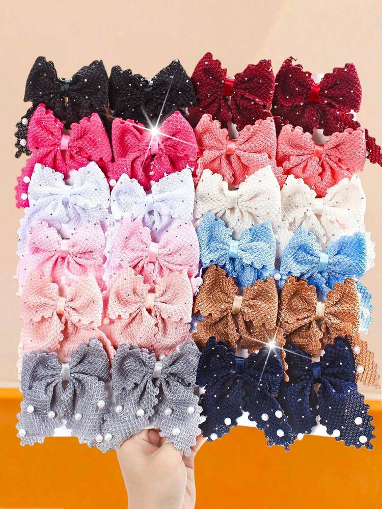 18pcs/Set Cute Faux Pearl Bow Hair Clips Set, Faux Pearl Decorated Mesh Bow Hair Clips, Adorable And Delicately Crafted - Suitable For Girls And Women, For Braids, Ponytails, Half-Up Hairstyles. Macaron Colors And Exquisite Faux Pearls Add Sweet And Elegant Touches To Every Hairstyle, Claw Clips, Hair Claws, Hair Slide, Hair Barrettes, Hair Accessories, Fall Fashion, Autumn, Winter Outfit For Women, Bows, Head Accessories, Hairpin - Multicolor - View 11
