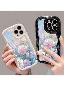 Étui de téléphone motif Jardin de - Cadre vague pour femmes TPU compatible avec iPhone17/17pro/17promax/Air/16/16pro/16pro/15/15pro/15pro/15plus/14/14promax/14plus/13/13promax/12/12pro/12promax/11/11promax/11pro/X/Xs/Xsmax Étui de protection - Noir - Voir 5