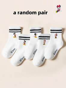 Disney 5 pares de calcetines hasta el tobillo con diseño de Mickey y Minnie Mouse, con rayas, diseños adorables de dibujos animados, casuales y transpirables, adecuados para uso diario, vuelta al colegio, regalos festivos