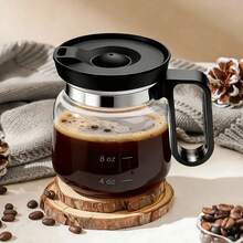 Coffee Pot Mug, 16 Oz Glass Coffee Mug - Coffee Pot Portable, Mini Small Capacity Clear Cup With Handle And Spill Proof Lid, For Hot Teas, Hot Chocolate Etc. Office Gift - màu đen - Xem 1