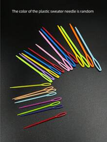 1 Set Of 5/50 Pcs Plastic Safety Needles, Includes 5.5cm, 7cm, 9cm Sizes, Felt Needles, Tapestry Needles, Needles And Crochet Hooks - Multicolor - View 1