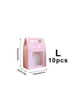 5/10pcs Pink Gift Boxes With Bows, Handheld Gift Boxes With Transparent Display Window, Suitable For Bridal Shower, Holiday Birthday Party Supplies, Back To School Gift Bags, Suitable For Small Business Classroom Gifts, Wedding Decoration Supplies - Pink - View 9