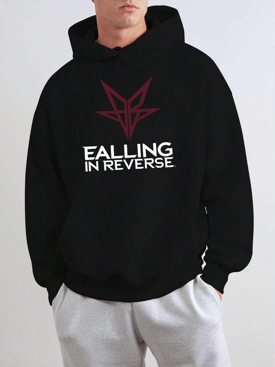 Pull réversible avec imprimé sur le devant, capuche, poches, confortable et respirant, style streetwear et décontracté, idéal comme cadeau (choisissez une taille supérieure pour une coupe plus ample). - noir - Voir 1