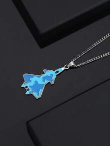 1pc Fashionable Unique Personalized Hiphop Airplane Fighter Jet Pendant Necklace, Suitable For Men's Daily Wear And Gift - Silver - View 14