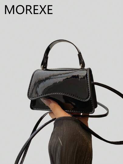 Bolso de mano pequeño para mujer, bolso de tote mini portátil y ligero, nuevo bolso pequeño de solapa de unicolor de moda para el verano 2025, bolso de hombro cruzado