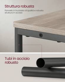 Tavolino con Multipresa, Tavolino Stretto a 3 Ripiani, Tavolino per Piccoli Spazi con Portariviste, per Salotto Camera da Letto Studio, Greige Melange e Nero Inchiostro - Grigio - Visualizzare 3