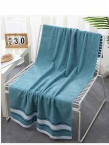 1pc 100% Pure Cotton Bath Towel, Super Soft, Size 27.55 X 55.11 Inches-High-Density, Thick, Highly Absorbent Beach Towel, Suitable For Couples, Families, Poolside, Beauty Salons, Hotels, Bathrooms, Spas, And Hot Tubs-Modern Style, 350g/M², Spacious Design, Plush Texture, Skin-Friendly Towel. - Multicolor - View 13