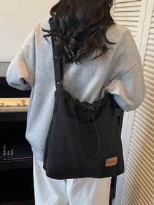 Fashionable Tote Shoulder Bag For Women, Contrast Color, Versatile For Commuting And - Black - View 7