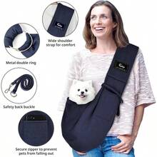 Dog and Sling - Hands Reversible Pet Bag - Soft Pouch and Tote Design - Suitable Puppy, Small Dogs, and Cats Outdoor Travel - Azul / Patchwork - Ver 3