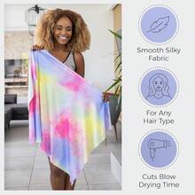 Microfiber Curly Hair Towel Wrap With Wet/Dry Brush - Fast Drying And Gentle Detangling For Women Girls - Great For Travel Gifts And Hair Extensions - WatercolorTieDye - View 5