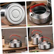 不锈钢便携式轻便茶壶不锈钢野营水壶 - 便携耐用，适合户外野餐、钓鱼、野餐、可重复使用的茶壶手冲咖啡壶，