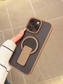 Luxury Magnetic Wireless Charging Case With Stand, Matte Finish, Compatible With Samsung S23/S24/S25 Ultra Plus, 16, Shock-Absorbing Soft Bumper Camera Protective Cover - Brown - View 4
