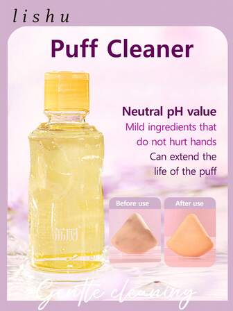 lishu Djuprengörande puffrengöring, mild och antibakteriell, sminkrengöringsvätska för alla skönhetsverktyg inklusive sminksvamp och sminkborstar
