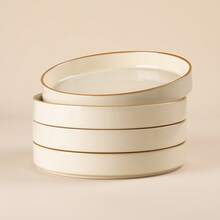 Richmount 4-Piece Stoneware Pasta Bowl Set(Set For 4) - Vanilla trắng viền nâu - Xem 7