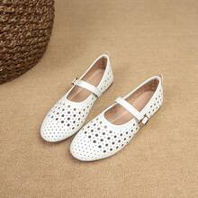热搜网红女式平底鞋 圆头拖鞋 花朵芭蕾平底鞋 舒适系带平底鞋 - 白色 - 查看 14