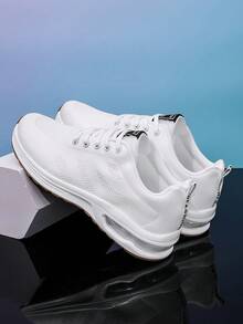 Lace-Up Breathable Casual Fashion Sneakers, Chunky Sneakers - White - View 5