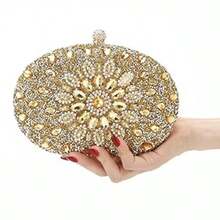 Women's Exquisite Quiet Luxury Elegant Glamorous Sparkly Crystal Rhinestone Evening Clutch - Glitter Wristlet Handbag With Detachable Chain For Wedding, Party, Prom, Date Night & Formal Events - Vàng - Xem 1