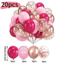 45pcs Fuchsia, Light Pink And Rose Gold Balloon Set, Includes Confetti Balloons, Romantic And Elegant Color Combination, Ideal For Valentine's Day, Wedding, Birthday, Engagement, Anniversary, Baby Shower And Various Party Decorations, Great For Making Balloon Arches Or Photo Props - Multicolor - View 5