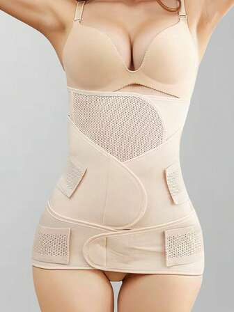 3 st/set andningsbar midjetränare i mesh, justerbar bantningskorsettbälte