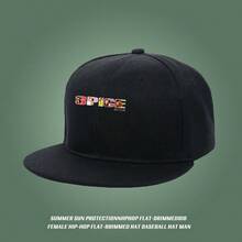 A colorful black cap with a "SPICE" logo that is popular among handsome guys and gives a sense of security in the era of COVID-19, with a sports style breathable small head around fashionable visual haphop baseball cap graphic print baseball cap snapback cap low cap unisex ball cap large head around low cap sports Baseball cap snapback duckville cap snapback cap flat bill cap duck cap retro - ブラック - チェックする 4