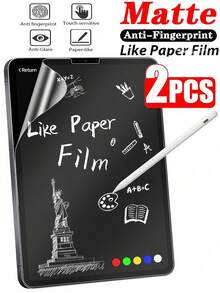 2 件磨砂防指纹防眩光敏感纸质书写平板电脑屏幕保护膜适用于三星 Galaxy// MatePad/Honor//Redmi/IPad 13 10.9 Pro Air 2025 2024 11 英寸办公室绘画纸质膜软膜，非玻璃生日、家人、朋友礼物平板电脑屏幕保护膜、平板电脑配件防水防震防摔防摔防刮全覆盖 - Matte - 查看 54