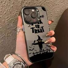 Funda de hojas con sombrero de calabaza y bruja para Apple 17 16 15 14 13 12 11 Pro Plus Max 1716E, funda mate a prueba de golpes para teléfono - 3 - Ver 5