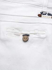 小男孩松紧腰斜纹布白色直腿休闲裤 - 白色 - 查看 11