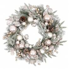 Durable Outdoor Christmas Wreath  Shatterproof Ball Decorated On Mixed Pine For All-Weather Front Door - 黑色 - 查看 1