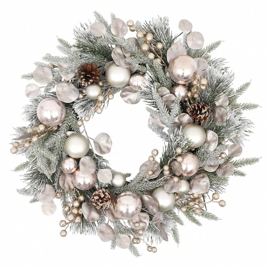 Durable Outdoor Christmas Wreath  Shatterproof Ball Decorated On Mixed Pine For All-Weather Front Door - 黑色 - 查看 1