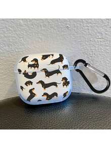 Étui de protection avec motif de teckel de dessin animé/carreaux léopard/moulin à vent rotatif, anti-chute et résistant aux rayures, compatible avec les écouteurs - Transparent - Voir 12