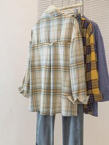 YUXIN Vintage American Plaid Sun Protection Long Sleeve Shirt For Women, Autumn Design Sense Niche Chic Loose Blouse - Yellow - View 1