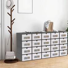 SAILUN Shoe Boxes, Cardboard Box, Stackable Shoe Box With Lid And Transparent Viewing Window, Mobile Shoe Slots Made Of Kraft Paper, Shoe Box Organiser Boxes, Pack Of 20, Brown/White/Dark Grey - Dark Grey - View 6