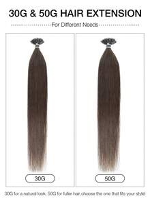 50 sợi tóc nối K-Tip V-Tip, tóc thật, phủ keratin, màu nâu đậm #2, dài 14-22 inch, tóc thẳng K-Tip Keratin, tóc nối V-Tip vô hình, quà tặng Giáng sinh - S2 - Xem 5