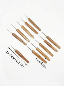 11件套竹柄钩针套装，材质光滑，编织顺滑，尺寸0.5mm-3.0mm - 适用于DIY精致钩针编织项目 - 彩色 - 查看 11