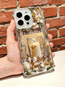 1 pieza Funda protectora, funda transparente para celular, con ranura para tarjeta, carcasa de TPU silicona antiimpacto "Carcasa con diseño de farol dorado y velas navideñas, estilo minimalista festivo, decoración elegante y sofisticada, ideal para regalo de temporada, unisex, pareja, edición especial navidad, refinado y acogedor, compatible con Galaxy A21/A24/A25/A32/A34/A35/A54/A55, Galaxy S25/S24/S23/S22/S21 Ultra/Plus, compatible con iPhone16/15/14/13/12/11/XS/XR/X/PLUS/PRO/PROMAX, agarre cómodo, regalo especial para amigos, novia, novio, familia" - transparente - Ver 8