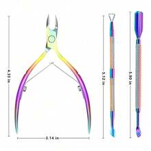 6 Pcs Manicure Pedicure Set Stainless Steel Nail Care Tools Cuticle Pusher Scissors Trimmer Complete Kit For Home Salon Use Travel Toenail Fingernail Care Hand Foot Maintenance - Colored - View 7
