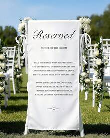 Wedding Reserved Chair Signs – 15 X 53 Inch Memorial Sign For Chairs In Loving Memory – Perfect For Wedding, Engagement, Or Heaven Tribute Keepsake - Groom Father - View 12