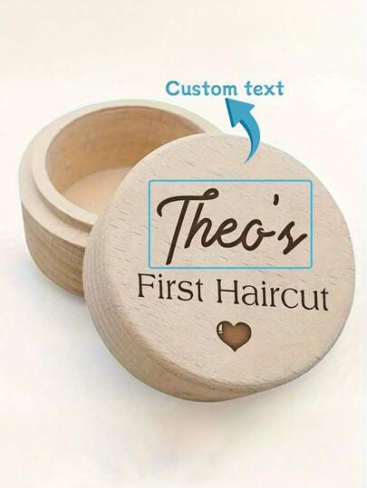 Personalized Wooden First Haircut Keepsake Box - Customizable With Name And Date, Ideal Birthday Or Christening Gift For Hair Enthusiasts, Also Available For Tooth And Umbilical Cord Keepsake Boxes, Personalized Gift | Elegant Design | Natural Wood Grain Finish