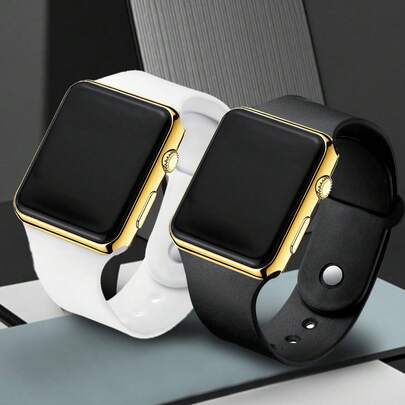 2 piezas Reloj deportivo electrónico unisex de forma asimétrica, regalo para amigos