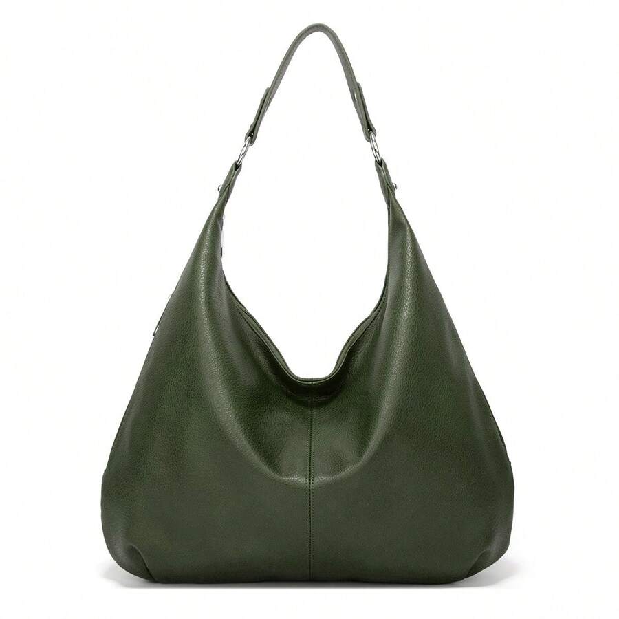 Vintage Tote Bag For Women, New Fashion Shoulder & Top Handle Bag, Large Capacity, Soft Leather, Versatile Commuter Bag, New Arrival Hobo Bag, Business Casual Woman Bag Perfect For Office Business And Work - màu xanh lá - Xem 1