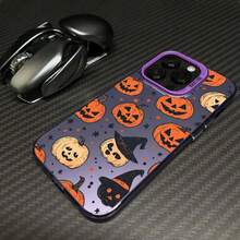 Funda de hojas con sombrero de calabaza y bruja para Apple 17 16 15 14 13 12 11 Pro Plus Max 1716E, funda mate a prueba de golpes para teléfono - 3 - Ver 12