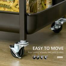 HOMCOM Rolling Kitchen Cart, Serving Cart With Folding Table, 2 Shelves, Wheels And Adjustable Pads For Kitchen And Dining Area On Site. - 1 - View 6