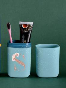 Rose Gold A-Z Portable Toothbrush Holder, Keeps Your Toothbrush Clean And Convenient For Travel! Portable Toothbrush Rack, Toothbrush Cup Lid, Suitable For Travel, Camping, Business Trips And School, Multi-Function Toothbrush Cup - Multicolor - View 3