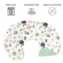 1 New Baby Mom Fresh Flower Animal Color Contrast Breathable+Suede Double Material Double Sided Detachable Breastfeeding Cover, Suitable For Female Infants, Male Infants, And Newborns, Elastic And Soft, Foldable Breastfeeding Pillowcase Suitable For Mother And Baby Daily (Pillowcase Only) - Multicolor - View 5