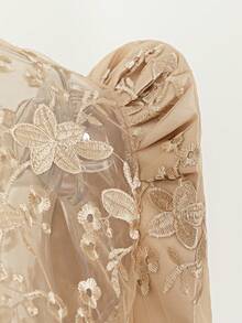 Amyenjoylife Nowoczesny Top Filipiniana, Rękawy motylkowe Filipiniana, Bolerko damskie, Formalne, Eleganckie, Delikatny Top z Koronki i Haftu, Bolerko Filipiniana dla kobiet, Szampan na Walentynki - Szampan - Zobacz 6